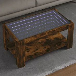 vidaXL Table basse avec LED chêne fumé 93x53x45 cm bois d'ingénierie pas cher