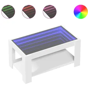 vidaXL Table basse avec LED blanc 93x53x45 cm bois d'ingénierie pas cher