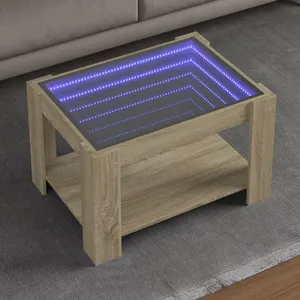 vidaXL Table basse avec LED chêne sonoma 73x53x45 cm bois d'ingénierie pas cher