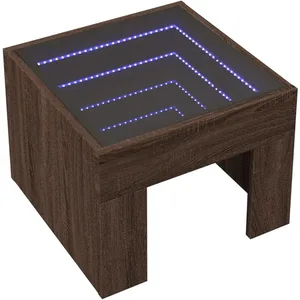 vidaXL Table basse avec LED infini chêne marron 40x40x30 cm pas cher