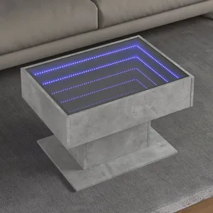 vidaXL Table basse avec LED gris béton 70x50x45 cm bois d'ingénierie pas cher