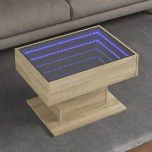 vidaXL Table basse avec LED chêne sonoma 70x50x45 cm bois d'ingénierie pas cher