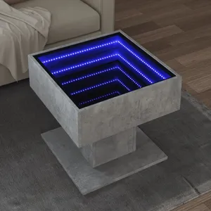 vidaXL Table basse avec LED gris béton 50x50x45 cm bois d'ingénierie pas cher