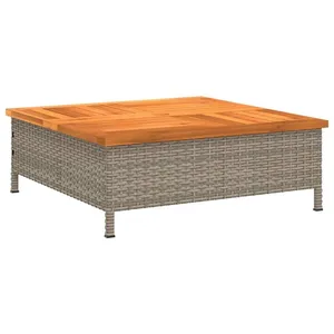 vidaXL Table de jardin gris 70x70x25 cm résine tressée et bois acacia pas cher