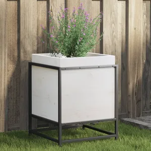 vidaXL Jardinière blanc 40x40x50 cm bois de pin massif pas cher