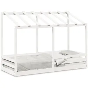 Comparateur de prix : vidaXL Lit pour enfants avec toit blanc 90x190 cm bois massif de pin