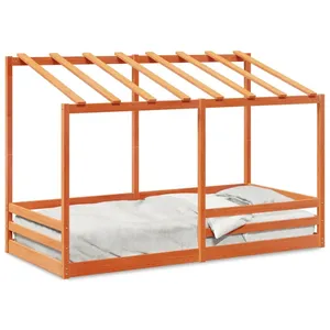 Comparateur de prix : vidaXL Lit pour enfants et toit cire marron 80x200 cm bois massif pin
