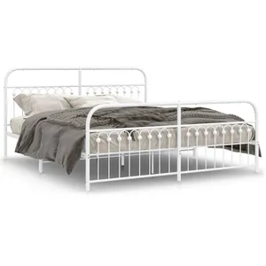 vidaXL Cadre de lit métal avec tête de lit/pied de lit blanc 183x203cm pas cher