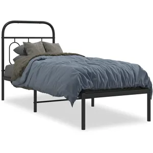 Vidaxl cadre de lit métal sans matelas avec tête de lit noir 75x190 cm pas cher