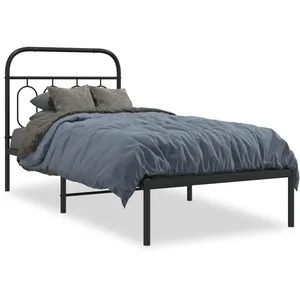 vidaXL Cadre de lit métal avec tête de lit noir 90x190 cm pas cher