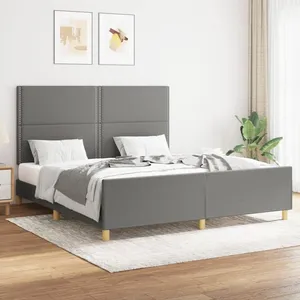 vidaXL Cadre de lit métal avec tête de lit blanc 183x213 cm pas cher