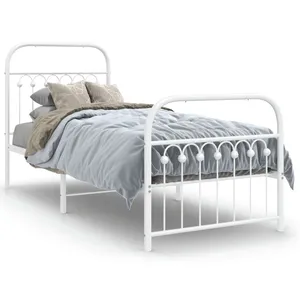 vidaXL Cadre de lit métal avec tête de lit/pied de lit blanc 80x200 cm pas cher
