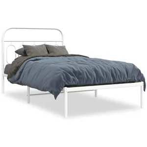 vidaXL Cadre de lit métal avec tête de lit blanc 107x203 cm