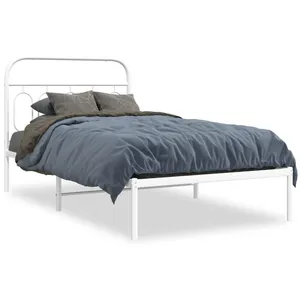 vidaXL Cadre de lit métal avec tête de lit blanc 100x190 cm pas cher