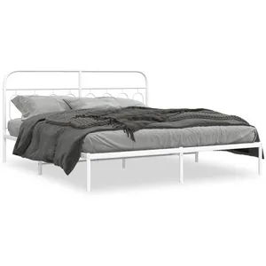 vidaXL Cadre de lit métal avec tête de lit blanc 160x200 cm pas cher
