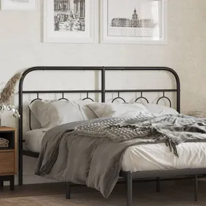vidaXL Tête de lit métal noir 140 cm pas cher