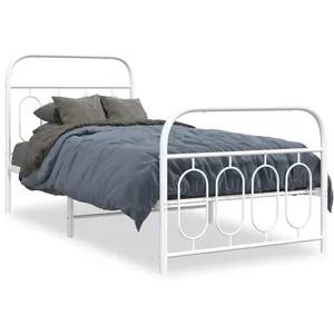 vidaXL Cadre de lit métal avec tête de lit/pied de lit blanc 90x190 cm pas cher