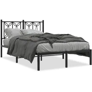 vidaXL Cadre de lit métal avec tête de lit noir 120x190 cm pas cher
