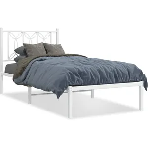 vidaXL Cadre de lit métal avec tête de lit blanc 75x190 cm pas cher