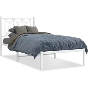 vidaXL Cadre de lit métal avec tête de lit blanc 80x200 cm pas cher