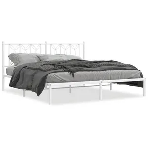 vidaXL Cadre de lit métal avec tête de lit blanc 180x200 cm pas cher
