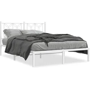 vidaXL Cadre de lit métal avec tête de lit blanc 140x190 cm pas cher