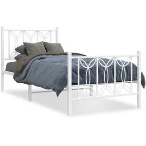vidaXL Cadre de lit métal avec tête de lit/pied de lit blanc 75x190 cm pas cher