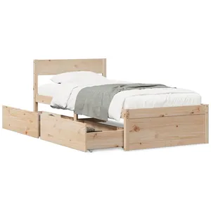 Comparateur de prix : vidaXL Cadre de lit avec tiroirs 90x190 cm bois de pin massif