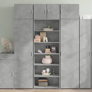 vidaXL Buffet haut gris béton 70x41x185 cm bois d'ingénierie pas cher