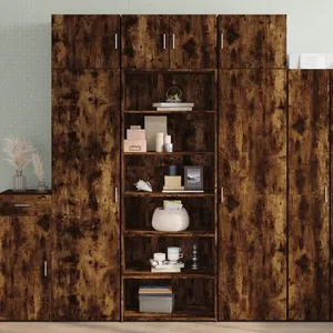 vidaXL Buffet haut chêne fumé 70x41x185 cm bois d'ingénierie pas cher