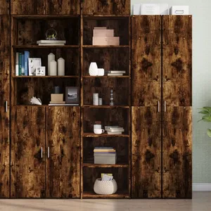 vidaXL Buffet haut chêne fumé 50x41x185 cm bois d'ingénierie pas cher