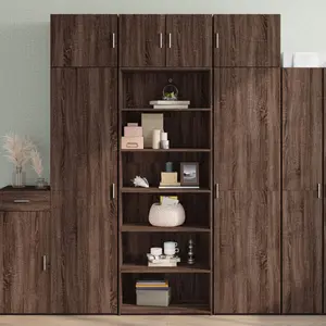 vidaXL Buffet haut chêne marron 70x41x185 cm bois d'ingénierie pas cher