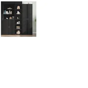 vidaXL Buffet haut noir 45x41x185 cm bois d'ingénierie pas cher
