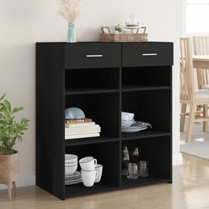 vidaXL Buffet noir 80x42,5x93 cm bois d'ingénierie pas cher
