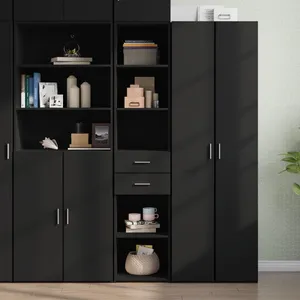 vidaXL Buffet haut noir 40x42,5x185 cm bois d'ingénierie pas cher