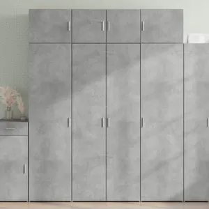 vidaXL Buffet haut gris béton 80x42,5x185 cm bois d'ingénierie pas cher