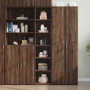 vidaXL Buffet haut chêne marron 40x41x185 cm bois d'ingénierie pas cher
