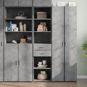 vidaXL Buffet haut gris béton 45x42,5x185 cm bois d'ingénierie pas cher