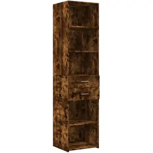 vidaXL Buffet haut chêne fumé 45x42,5x185 cm bois d'ingénierie pas cher