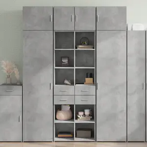 vidaXL Buffet haut gris béton 70x42,5x185 cm bois d'ingénierie