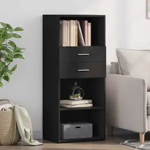 vidaXL Buffet haut noir 50x42,5x124 cm bois d'ingénierie pas cher