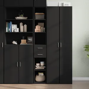 vidaXL Buffet haut noir 30x42,5x185 cm bois d'ingénierie pas cher