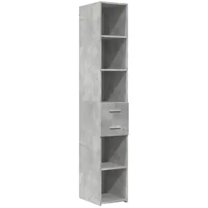 vidaXL Buffet haut gris béton 30x42,5x185 cm bois d'ingénierie pas cher