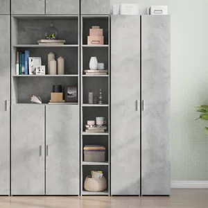 vidaXL Buffet haut gris béton 30x41x185 cm bois d'ingénierie pas cher