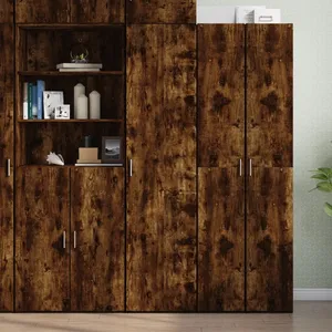 vidaXL Buffet haut chêne fumé 45x42,5x185 cm bois d'ingénierie pas cher
