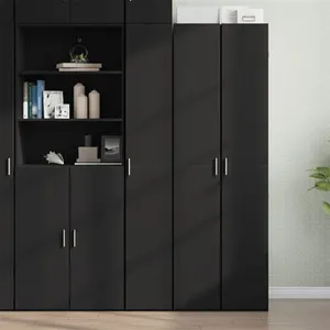 vidaXL Buffet haut noir 30x42,5x185 cm bois d'ingénierie pas cher