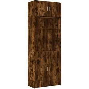 vidaXL Armoire de rangement chêne fumé 80x42,5x225cm bois d'ingénierie