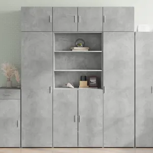 vidaXL Buffet haut gris béton 80x42,5x185 cm bois d'ingénierie pas cher