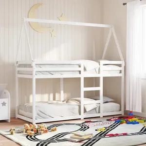 vidaXL Lit superposé avec toit blanc 75x190 cm bois massif de pin