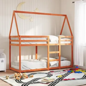 Comparateur de prix : vidaXL Lit superposé avec toit cire marron 90x200cm bois de pin massif
